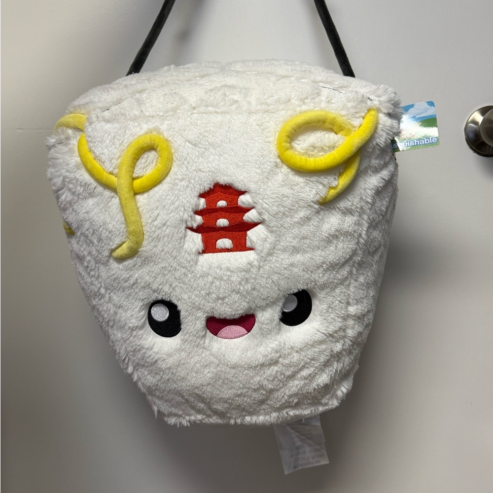 Adorable White and Yellow Plush Toy Bag